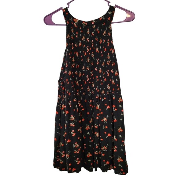 Torrid Babydoll Rayon Crepe Smocked Cherry Print Black Sleeveless Top Size 4X - Picture 3 of 8